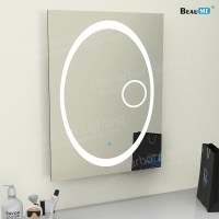 Liteharbor Frameless Customized Size LED Bathroom Mirror with Magnifier