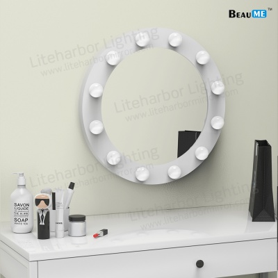 Liteharbor Wall Mounted Hollywood Lighted Mirror with Bulbs