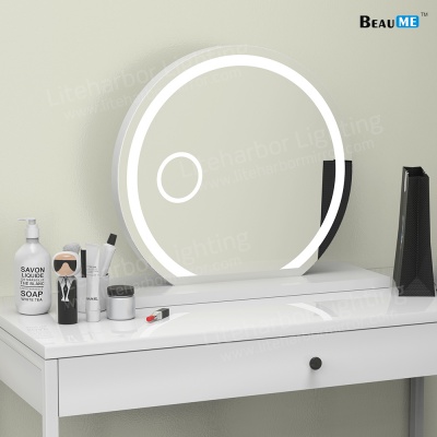 Liteharbor Round Shape Desktop Magnifying Mirror Light