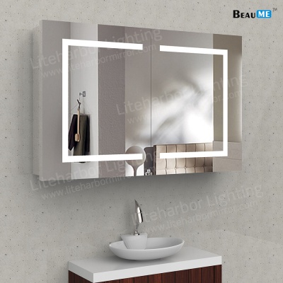 Liteharbor Silver Backed Illuminated Mirror Cabinet